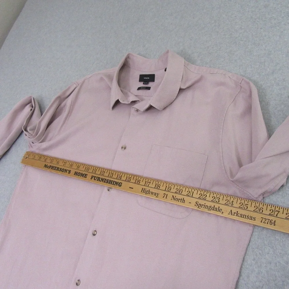 Vince Mens Button Up Dress Shirt 2XL Pink Classic Fit Stretch Long Sleeve‎